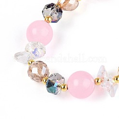 Natural Chalcedony and Glass Beads Charm Bracelets&nbsp;BJEW-T022-14E