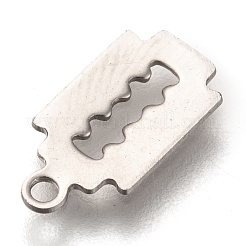 変色しにくい201ステンレススチールチャーム  レーザー切断  刃の形  ステンレス鋼色  13x7x0.5mm  穴：1.4mm&nbsp;X-STAS-O134-07P