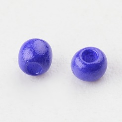 12/0グレードの丸いガラスシードビーズ  焼き付け塗料  ブルー  12/0  2x1.5mm  穴：0.7mm  約30000個/袋&nbsp;SEED-Q009-FJX02