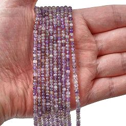 天然石アメジストビーズ連売り  多面カット  ロンデル  3x2mm  穴：0.6mm  約190個/連  15.08''（38.3センチメートル）&nbsp;G-P581-B01-01