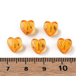 透明なアクリルビーズ  ハート  ダークオレンジ  8x8.5x5.5mm  穴：2.5mm  約142個/35g&nbsp;LS-MACR-S373-95-B16