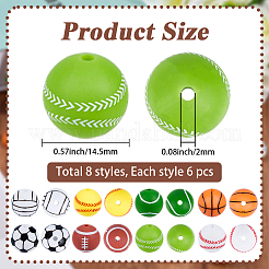 48Pcs 8 Colors Ball Theme Silicone Beads&nbsp;SIL-PA0001-12