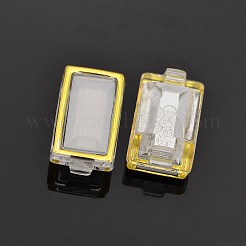 縫い付け用台湾アクリルストーン  マルチ連リンク  服飾材料  長方形  ホワイトスモーク  ゴールドカラー  12x7x5mm  穴：0.5mm&nbsp;X-SA09-5x10-ACG-H2