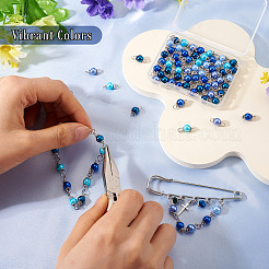 70Pcs 7 Colors Glass Pearl Round Connector Charms&nbsp;PALLOY-TA00265
