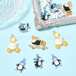12個6スタイルアロイエナメルペンダント  スポーツチャーム  カドミウムフリー＆ニッケルフリー＆鉛フリー  ミックスカラー  20~34x16.5~32x1.3~1.7mm  穴：1.6~2mm  2個/スタイル&nbsp;ENAM-FP0002-62