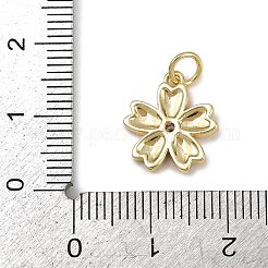 真鍮製マイクロパヴェキュービックジルコニアペンダント  花のチャーム  エナメル  ラックめっき  長持ちメッキ  カドミウムフリー＆鉛フリー  丸カン付き  18KGP本金メッキ  ミックスカラー  14x12.5x2mm  穴：3mm&nbsp;KK-D424-26G