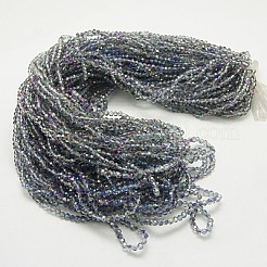 電気メッキガラスビーズセット  半分メッキ  ファセット（32ファセット）ラウンド  パープル  3mm  穴：1mm  約100個/連  11.5インチ&nbsp;EGLA-D021-18
