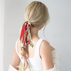 スポーツテーマのポリエステル弾性タイヘアアクセサリー  女の子または女性のため  野球  シュシュ/シュシュヘアタイ  レッド  210mm  内径：45mm&nbsp;OHAR-WH20011-12A