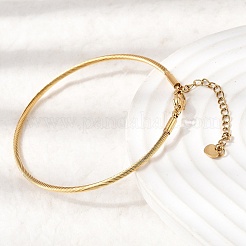 304 Stainless Steel Cable Wire Bangles for Women&nbsp;BJEW-P394-03G