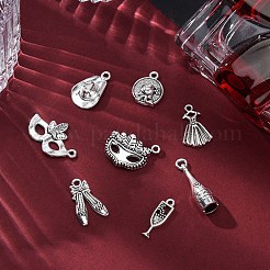 40個 8スタイル 宴会テーマ チベットスタイル 合金ペンダント  アンティークシルバー  混合図形  17~27.5x8~22x1.8~8mm  穴：1.2~3mm  5個/スタイル&nbsp;TIBE-FP0001-09