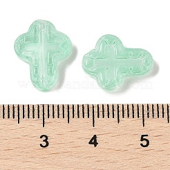 透明スプレーペイントガラスビーズ  クロス  アクアマリン  14.5x11.5x3.5mm  穴：1mm&nbsp;GLAA-Z011-04E