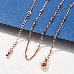 2MM Brass Satellite Chain Necklaces for Women&nbsp;NJEW-D302-49RG