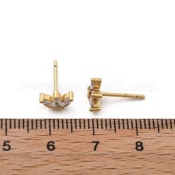 Brass Micro Pave Clear Cubic Zirconia Stud Earrings&nbsp;EJEW-R016-01G-04