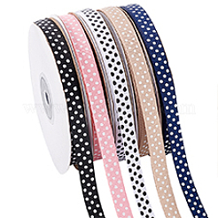 6 Rolls 6 Colors Polyester Polka Dot Print Grosgrain Ribbon&nbsp;OCOR-PH0004-28