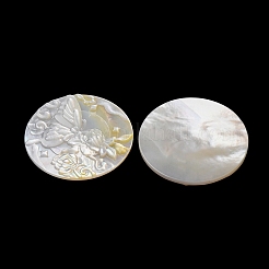 Natural White Shell Carved Cabochons&nbsp;SHEL-G024-01C