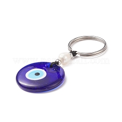 Handmade Lampwork Blue Evil Eye Keychain Key Ring&nbsp;KEYC-JKC00385-02
