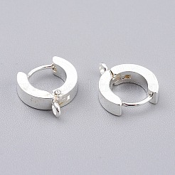 304 ステンレススチール ハギー フープ イヤリング ファインディング  垂直ループ付き  リング  銀  12x9x4mm  穴：1.5mm  ピン：1mm&nbsp;STAS-I167-01C-S