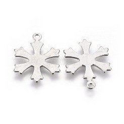 変色しにくい201ステンレススチールペンダント  スノーフレーク  ステンレス鋼色  18x14.5x0.7mm  穴：1.4mm&nbsp;STAS-E454-17P