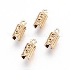 イオンプレーティング（IP）304ステンレススチールコードエンド  エンドキャップ  コラム  ゴールドカラー  10x3mm  穴：1mm  内径：4mm&nbsp;X-STAS-F232-02-G