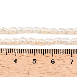 天然養殖淡水パールビーズ連売り  ライス  グレードA +  パパイヤホイップ  3~3.5mm  穴：0.5mm  約78~81個/連  13.58~14.17''（34.5~36センチメートル）&nbsp;PEAR-F020-16