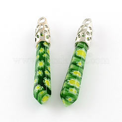 Millefiori Glass Big Pendants with Alloy Findings&nbsp;LK-R007-M01