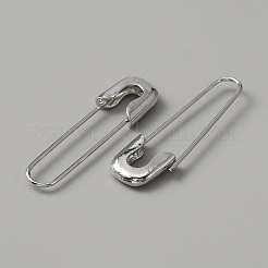 女性用の絶妙な合金安全ピン形状のフープピアス  プラチナ  43x12x4mm  ピン：1mm&nbsp;EJEW-WH0001-17P