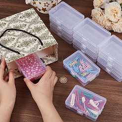 透明プラスチック収納ボックス12個  ヒンジ付き蓋付き長方形ビーズ容器  透明  11x7.5x3.1cm  内径：9.5x7のCM&nbsp;CON-CN0001-43