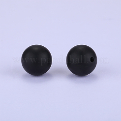 丸いシリコン焦点ビーズ  ブラック  15mm  穴：2mm&nbsp;SI-JX0046A-27