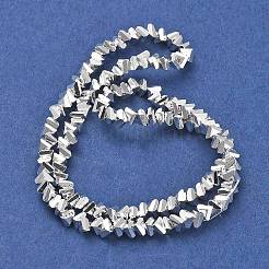 電気メッキガラスビーズセット  三角形  銀  4~4.5x4~4.5x3~3.5mm  穴：0.8mm  約113~126個/連  11.02~14.57インチ（28~37cm）&nbsp;X-EGLA-D030-16A-06