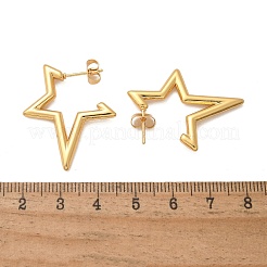 304ステンレススチールスタッドピアス  イオンプレーティング（ip）  スター  18KGP本金メッキ  32.5x26x2.5mm&nbsp;EJEW-L296-003G