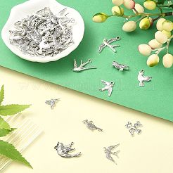 合金のチベット風チャーム  カドミウムフリー＆鉛フリー  鳥の形  アンティークシルバー  50個/箱&nbsp;TIBEP-CJ0001-11