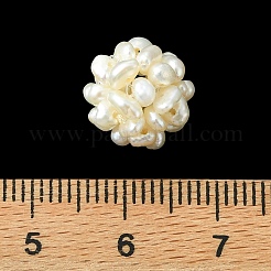 天然な培養された淡水パールビーズ  クラスタビーズ  ラウンド  ホワイト  12mm&nbsp;PEAR-JF00003