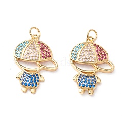 Brass Micro Pave Colorful Cubic Zirconia Pendants&nbsp;ZIRC-Z019-39G-NR
