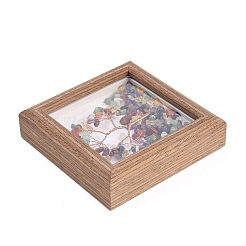 Natural Mixed Stone Chips Chips Tree of Life with Wooden Photo Frame Decorations&nbsp;DJEW-B013-04F