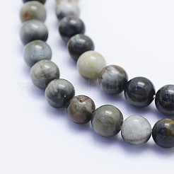Natural Hawk's Eye Beads Strands&nbsp;G-L478-01-6mm