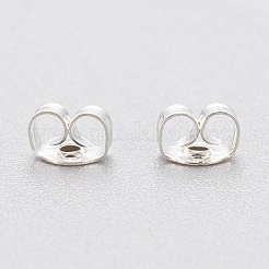304ステンレススチール製イヤーナット  スタッド イヤリングのフリクション イヤリング バック  銀  4x3x2mm  穴：0.8mm&nbsp;X-STAS-K203-01S