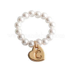 Plastic Imitation Pearl & Alloy Finger Rings&nbsp;FS-WG241E1-03