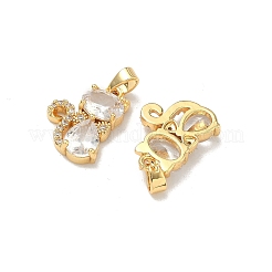 Brass Micro Pave Clear Cubic Zirconia Pendants&nbsp;KK-H265-05G