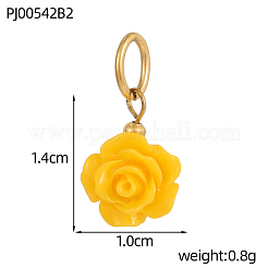 304ステンレススチール樹脂チャーム12個  花  イオンプレーティング（ip）  18KGP本金メッキ  ミックスカラー  14x10mm&nbsp;STAS-OY009-84G