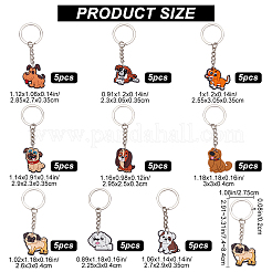 45Pcs 9 Style Cute Cartoon PVC Plastic Dog Pendant Keychain&nbsp;KEYC-CP0001-11
