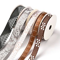 3ロールポリエステルリボン  2ロールグログランリボン付き  ギフト包装用  ミックスカラー  3/8~5/8インチ（9.7~16mm）  1 m /ロール  5のロール/セット&nbsp;SRIB-F009-06C