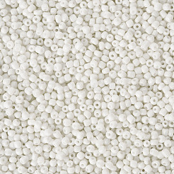 12/0 ガラスシードビーズ  不透明な色の種  ラウンド  ホワイト  サイズ：直径約2mm  穴：1mm  約6666個/100g&nbsp;X1-SEED-A010-2mm-41