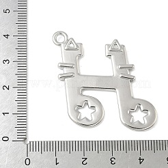合金ペンダント  ラックめっき  音符  プラチナ  38x38.5x2.5mm  穴：2.8mm&nbsp;FIND-L025-09P