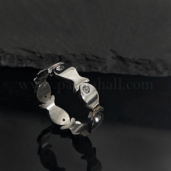 女性用304ステンレススチール＆クリスタルラインストーン指輪  魚  ステンレス鋼色  usサイズ7（17.3mm）&nbsp;WG74874-01