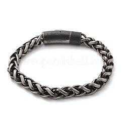 304ステンレススチール製ウィートチェーンブレスレット、女性・男性用  イオンプレーティング（ip）  アンティークシルバー  8-5/8インチ（22cm）&nbsp;BJEW-A031-04D-AS