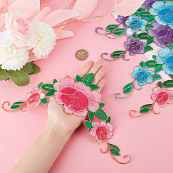 6Pcs 3 Color Peony Pattern Cloth Computerized Embroidery Iron On/Sew On Patches&nbsp;PATC-GF0001-13