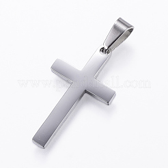 変色しにくい304ステンレススチールペンダント  クロス  ステンレス鋼色  28x15.5x1.9mm  穴：8x5mm&nbsp;LS-STAS-H389-13P