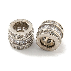 Rack Plating Brass Micro Pave Clear Cubic Zirconia European Beads&nbsp;KK-L215-323P
