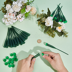 PEプラスチック製伸縮式ステムウォーターチューブ  フラワーアレンジメント用  グリーン  145x17mm  30個/袋&nbsp;AJEW-WH20070-243B