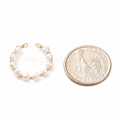Shell Pearl Braided Open Cuff Ring&nbsp;RJEW-TA00031
